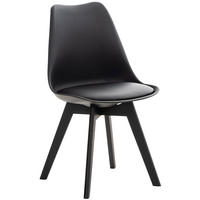 STUHL Kunststoff schwarz/schwarz - Eukalyptusholzfarben/Schwarz, Holz/Kunststoff (49/83/50cm) - CLP