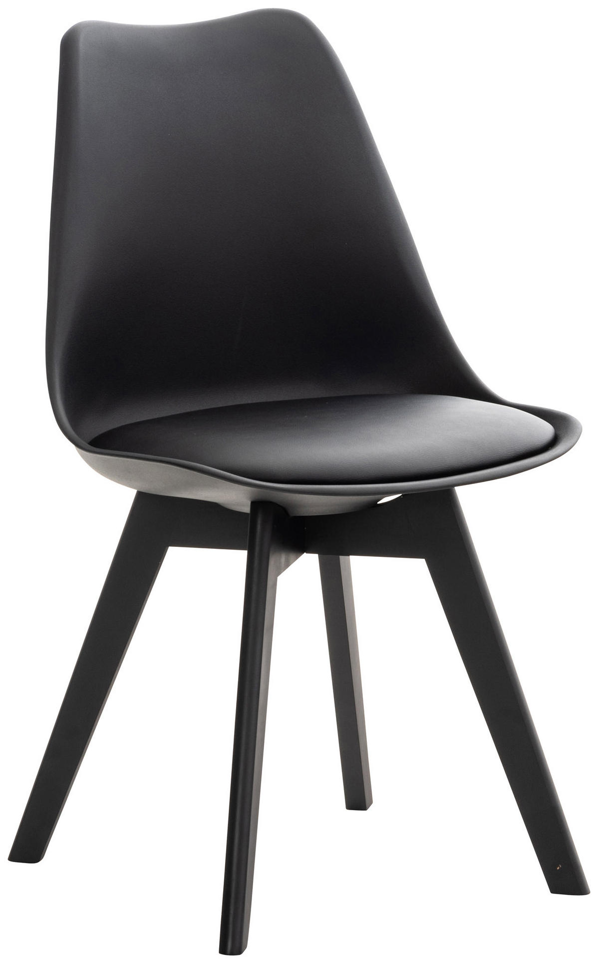 STUHL Kunststoff schwarz/schwarz - Eukalyptusholzfarben/Schwarz, Holz/Kunststoff (49/83/50cm) - CLP
