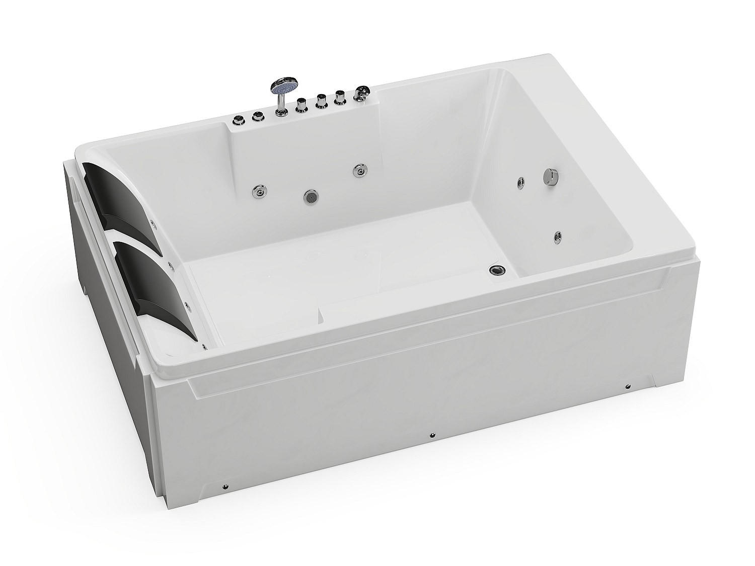 WHIRLPOOLBADEWANNE - 2 -Sitzer - Acryl - weiß - THALASSA - Weiß, Kunststoff (182/62/122cm) - Vente-Unique