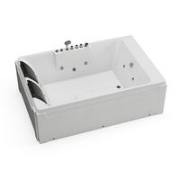 WHIRLPOOLBADEWANNE - 2 -Sitzer - Acryl - weiß - THALASSA - Weiß, Kunststoff (182/62/122cm) - Vente-Unique