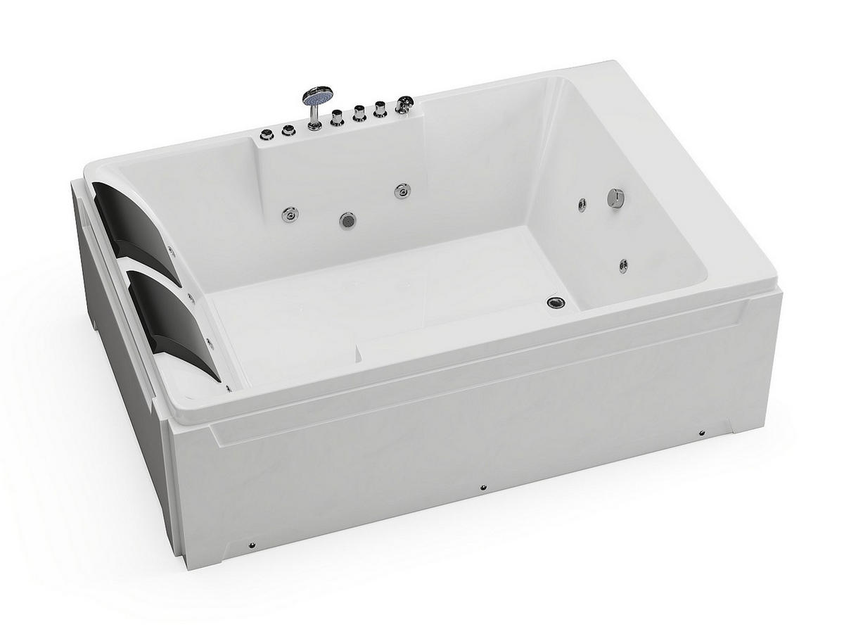 WHIRLPOOLBADEWANNE - 2 -Sitzer - Acryl - weiß - THALASSA - Weiß, Kunststoff (182/62/122cm) - Vente-Unique