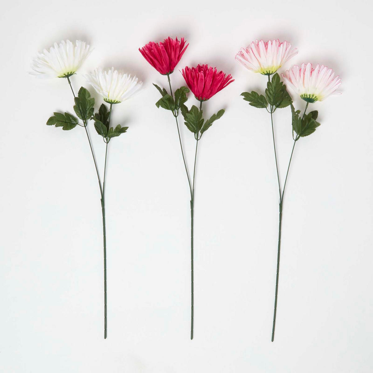 KUNSTBLUMEN Chrysanthemen rot, creme & rosa, 3er-Set langstielig 60 cm - Multicolor, Kunststoff (60cm) - Homescapes