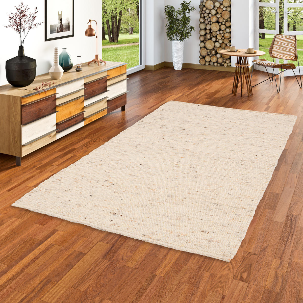 NATUR TEPPICH WOLLE NELSON MELIERT - Beige, Textil (90/160cm) - Pergamon