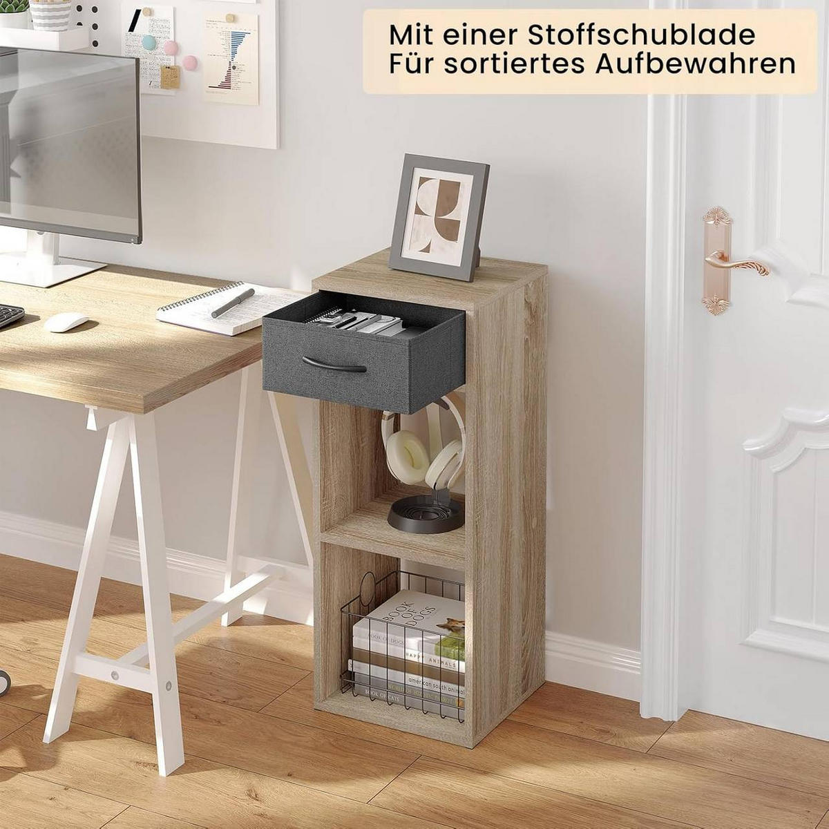 BÜCHERREGAL mit 3 Ebenen, 32.4x80x30 cm, Helle Eiche - Eichefarben, Holzwerkstoff/Textil (32.4/80/30cm) - Woltu