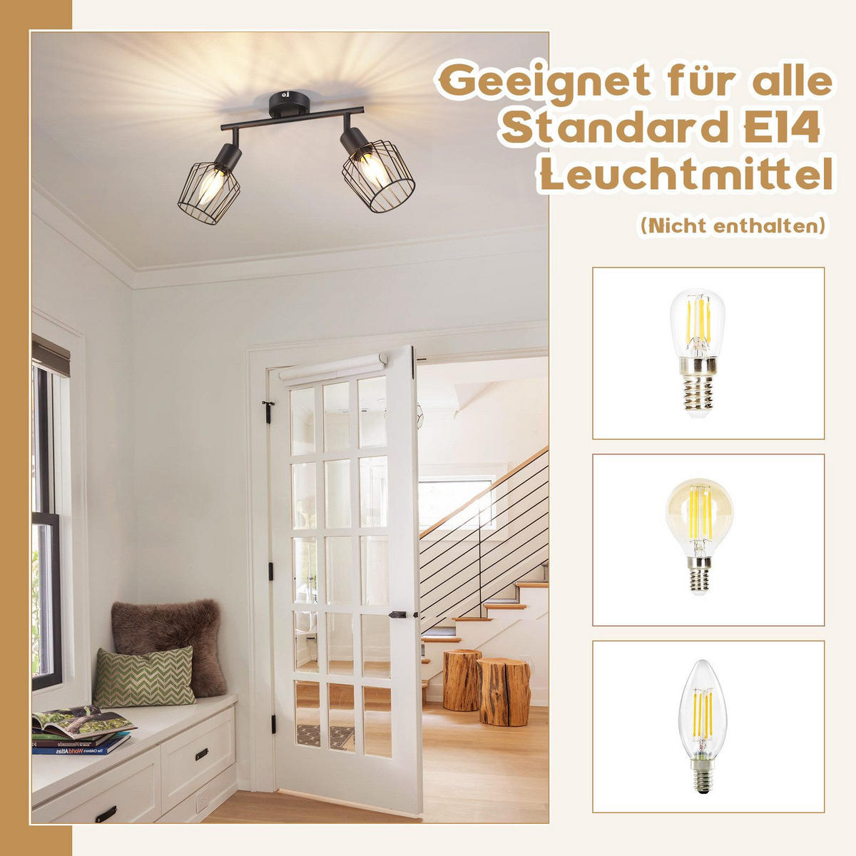 STRAHLER Franziska 2-flammig 32/8/10 cm - Schwarz, Metall (32/8/10cm) - Nettlife
