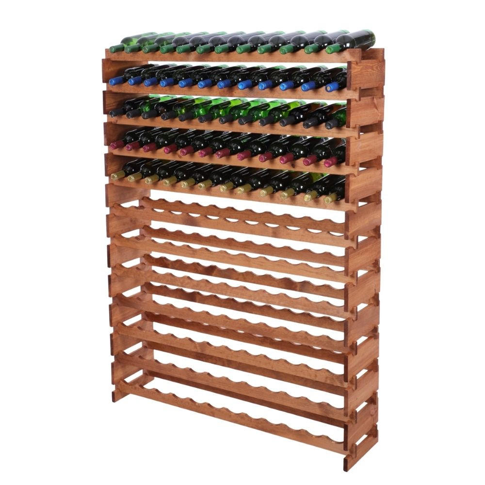 WEINREGAL VINOTECA FLEX PRO HxBxT 163x123x28cm 144 Flaschen auf 12 Ebenen Braun geölt - Braun, Holz (123/163/28cm) - PROREGAL