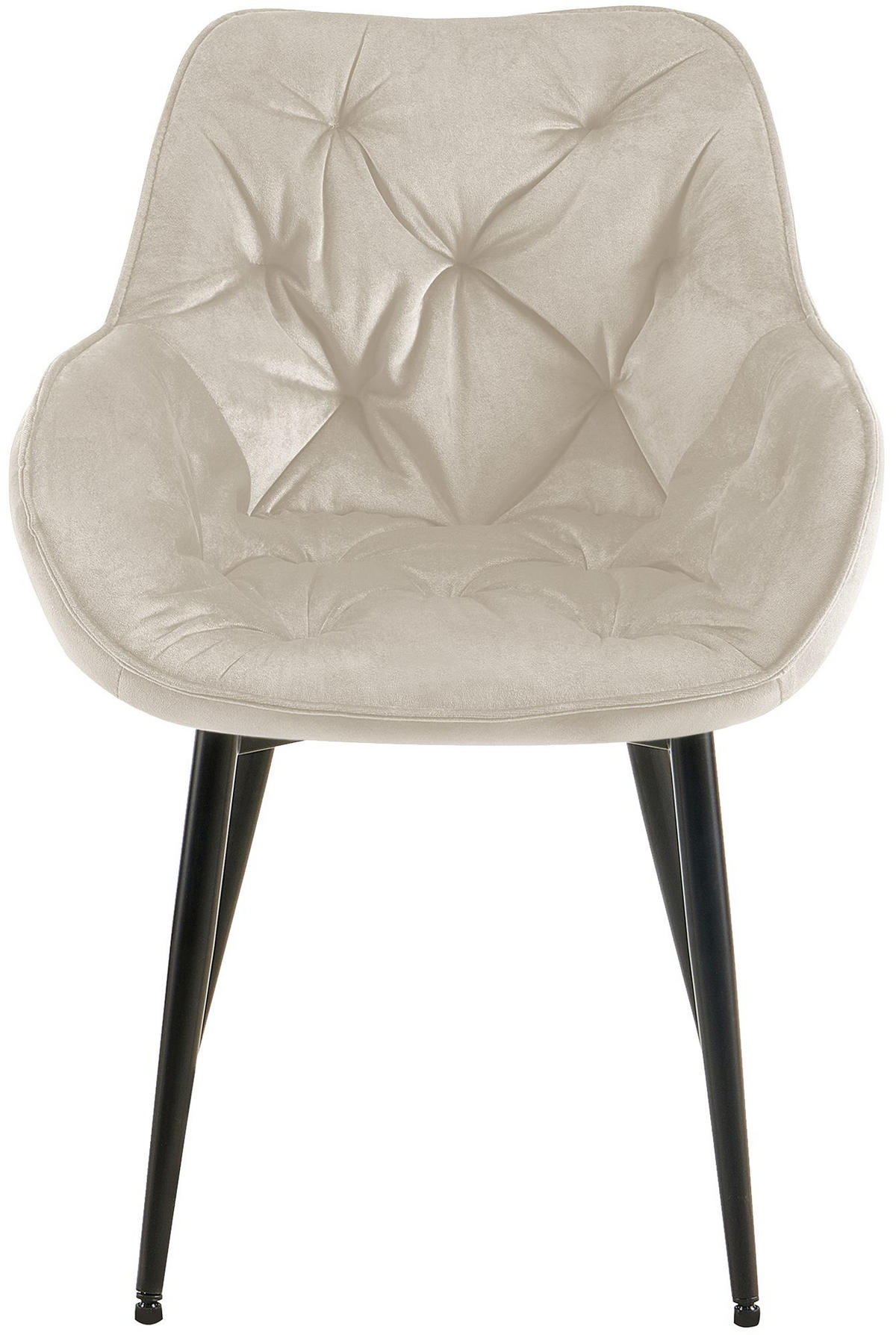 ESSZIMMERSTUHL VIVI Creme Samt Metall 83x58x62 cm - Creme, Textil/Metall (58/83/62cm) - DELUKE