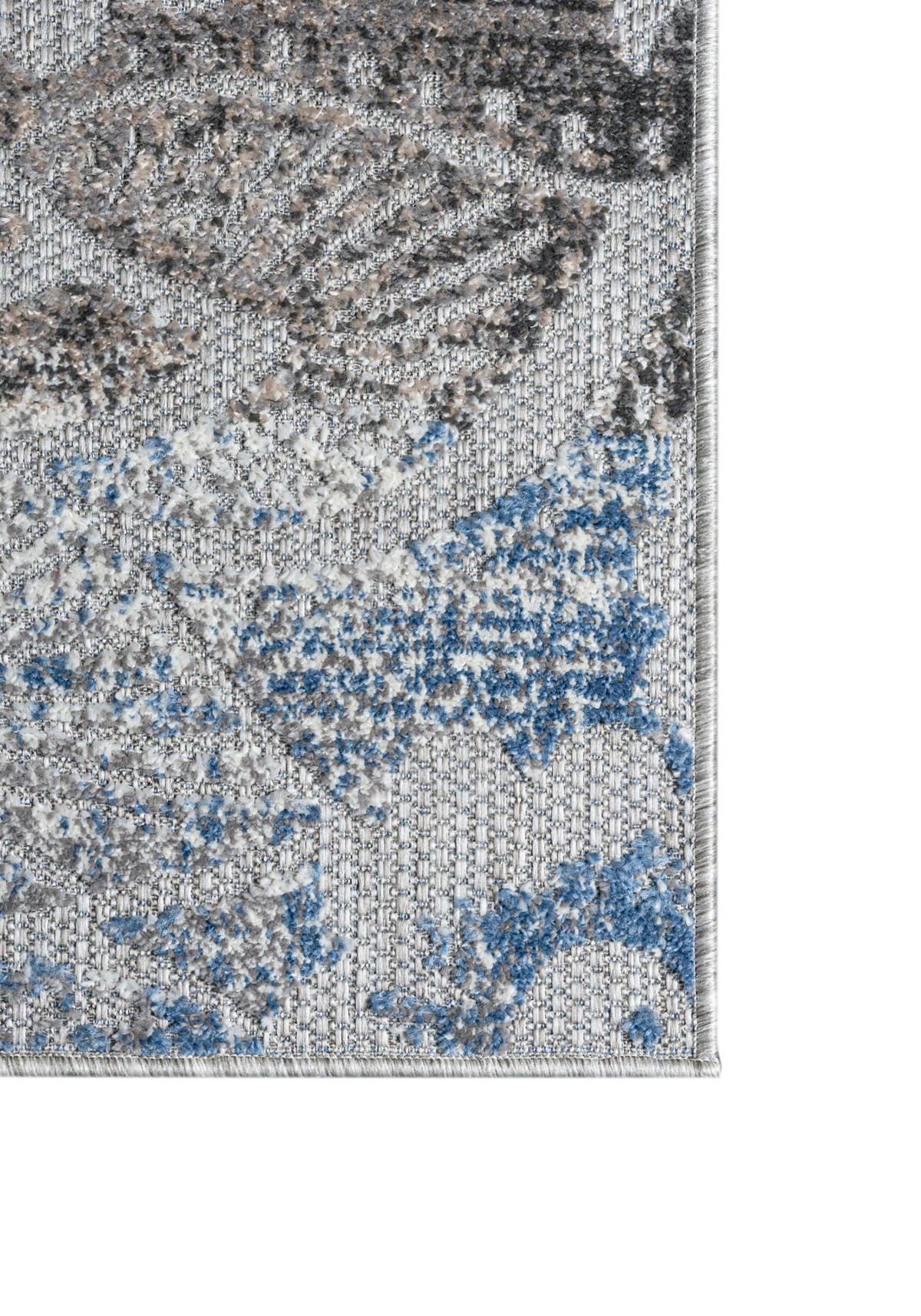 TEPPICH In-Outdoor Blau Pflanzlich Blumen - Kurzflor Rechteckig Grau - 140 x 200 cm - Blau, Textil (140/200cm) - Mazovia