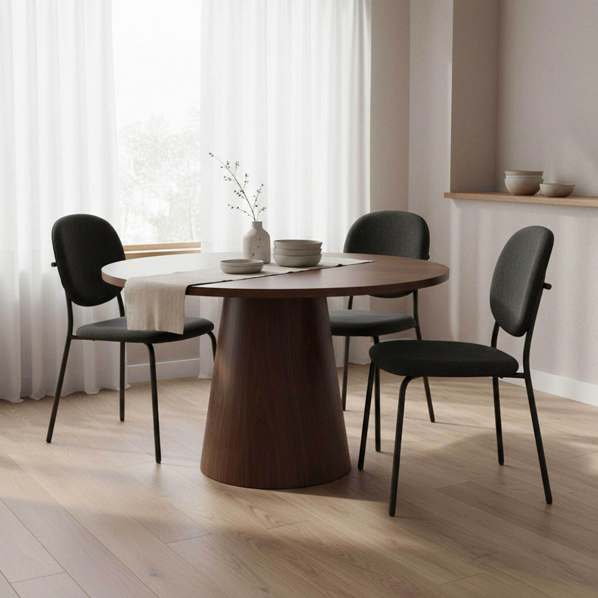 STÜHLE 2-tlg., Schwarz - Schwarz, Textil (46/86/62cm) - Oviala