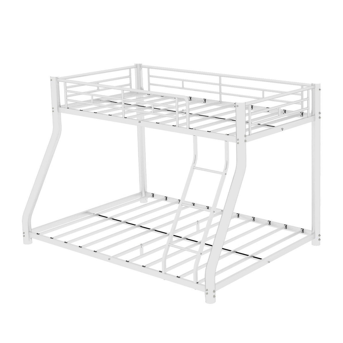 ETAGENBETT 90/190+140/190 cm mit Leiter, Schutzgeländer und Metalllatten - Weiß, Holzwerkstoff (90/190cm) - EVRYAE