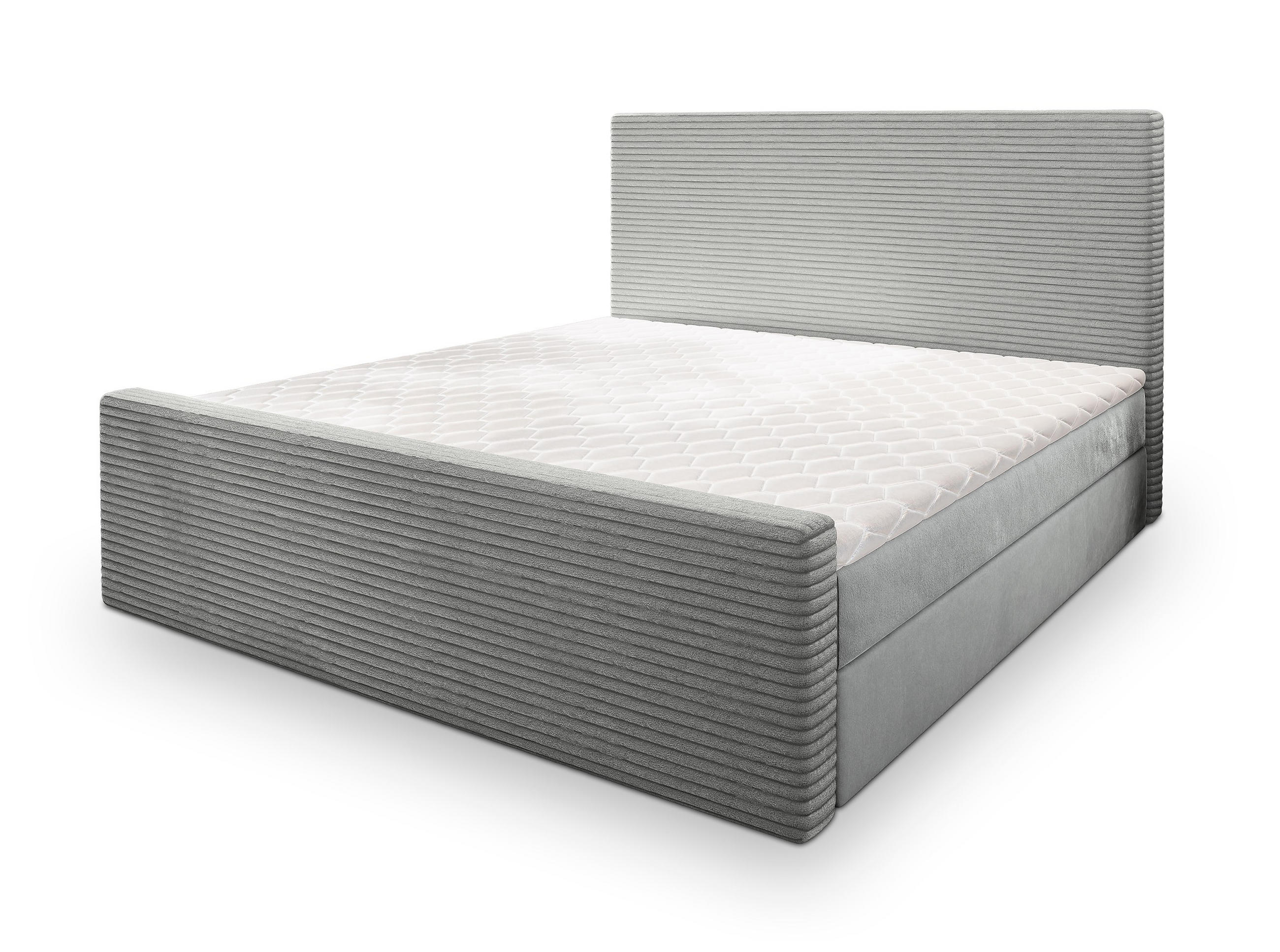 BOXBETT ALORIA 180x200 cm mit Matratze und Topper - Hellgrau - Hellgrau, Holz (180/200cm) - MASSENO