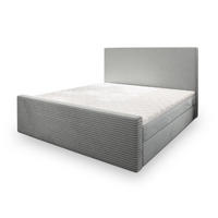 BOXBETT ALORIA 180x200 cm mit Matratze und Topper - Hellgrau - Hellgrau, Holz (180/200cm) - MASSENO