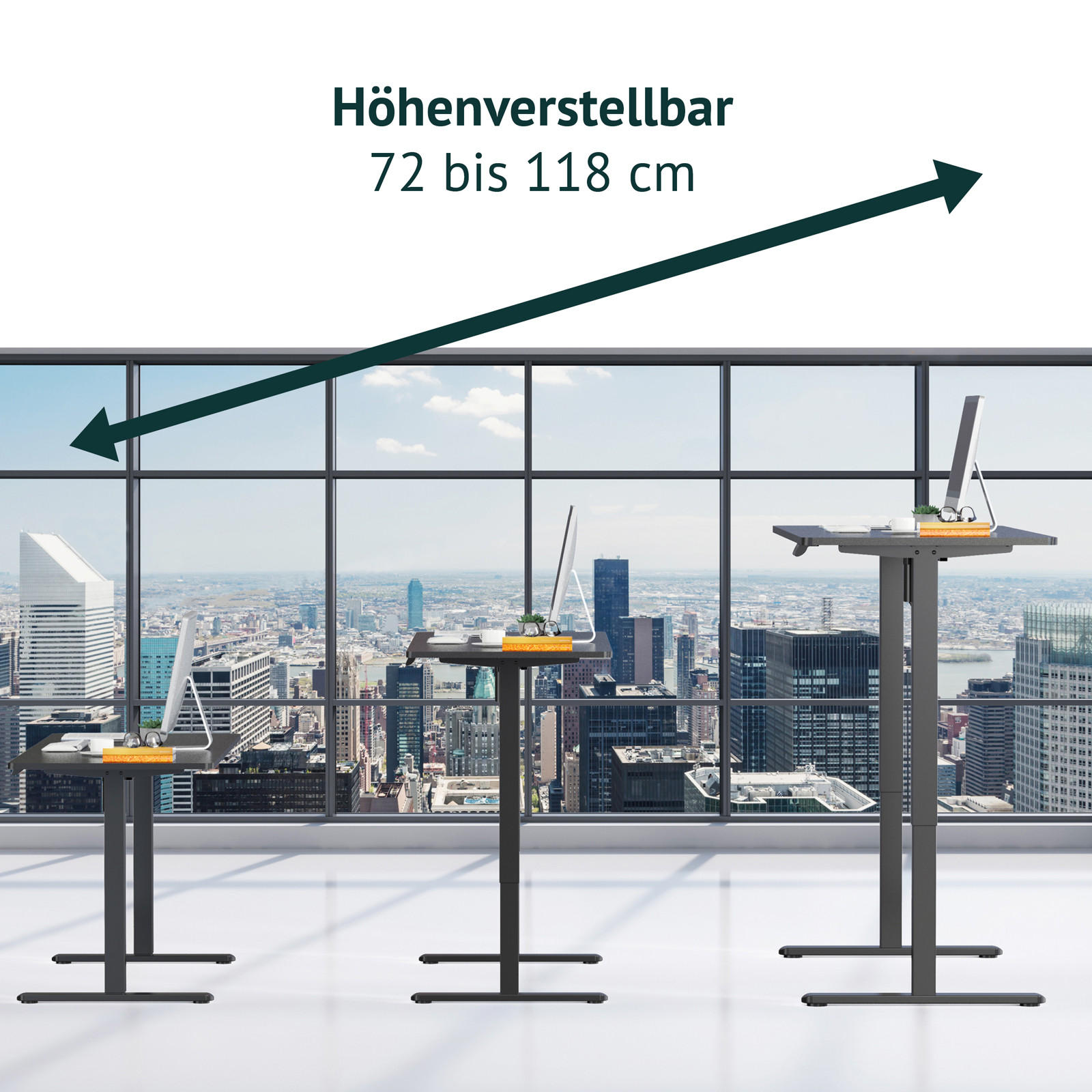 SCHREIBTISCHGESTELL Jiri Schwarz - Schwarz, Metall (58.5/135/118cm) - SVITA