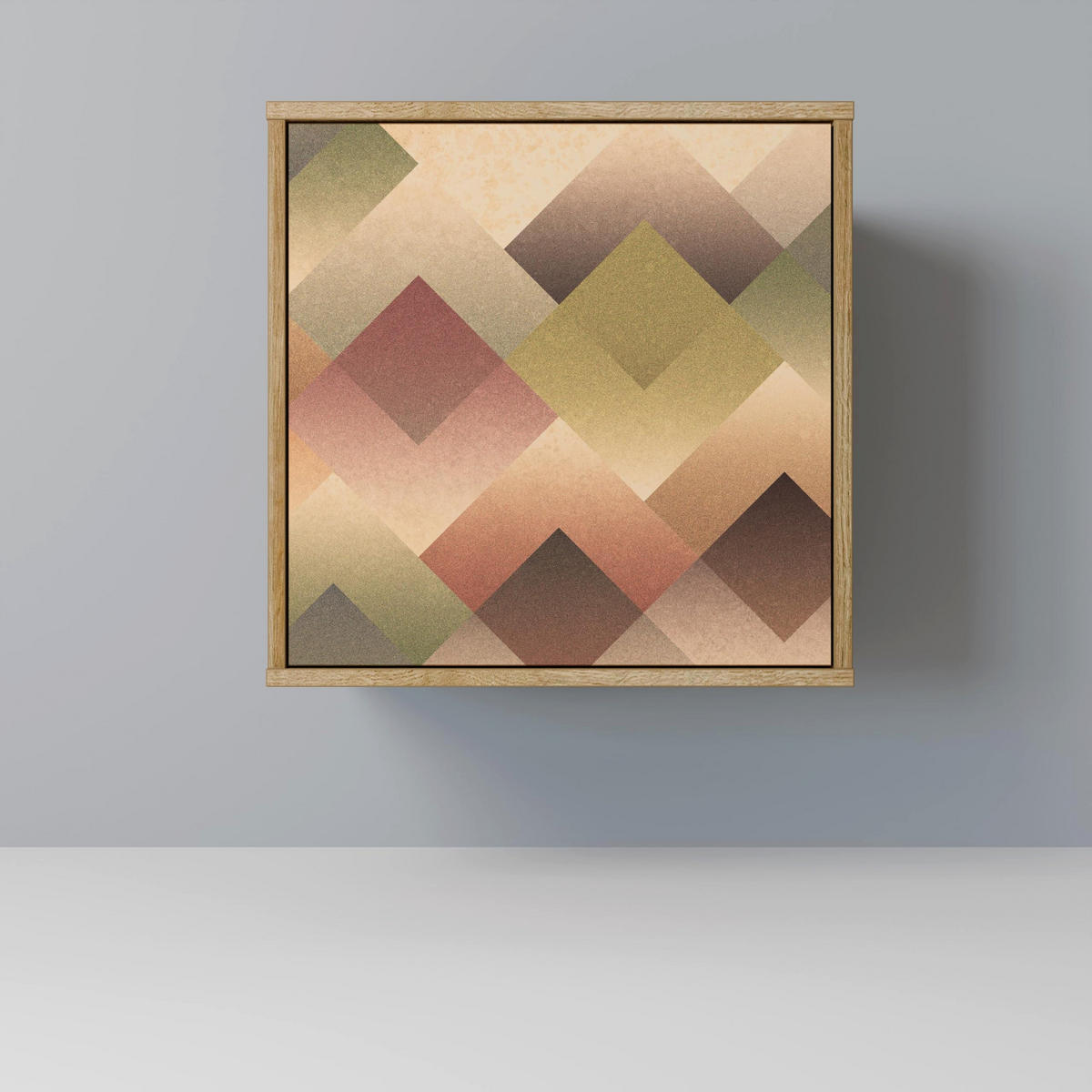 SIDEBOARD GEOMETRIC FUSION, Eichefarben, 57,5x42x57,5 cm, Ohne Füße - Eichefarben/Multicolor, Holzwerkstoff (57.5/57.5/42cm) - SpaceRebels