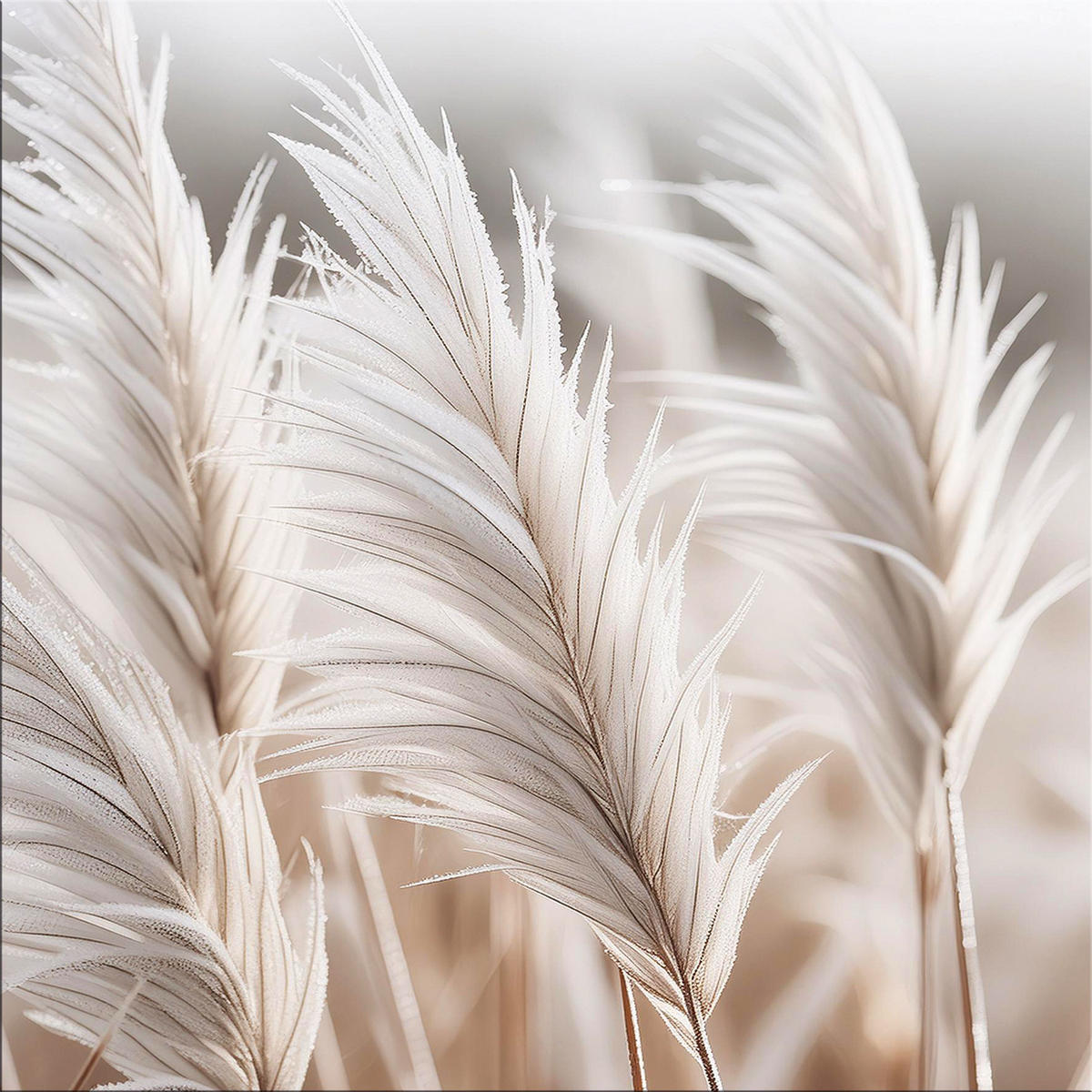 GLASBILD 50x50 cm Natur Pampasgras - Beige, Glas (50/50cm) - artissimo