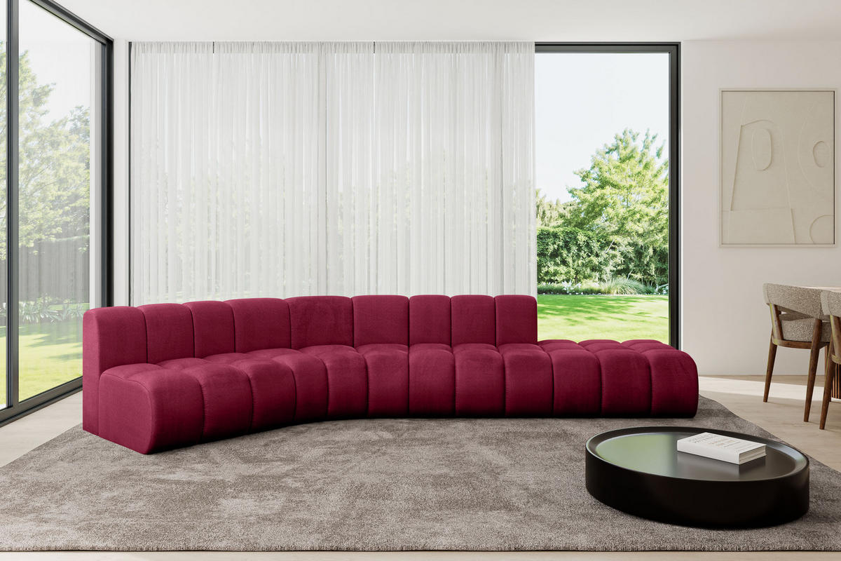 ECKSOFA modulares Sofa Brilo-L1 - 380x174x70 cm Bordeauxrot - Bordeaux, Holzwerkstoff/Textil (380/174cm) - ALTDECOR