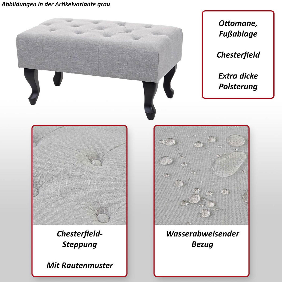 OTTOMANE WASSERABWEISEND Grau - Grau, Textil (77/39/47cm) - MCW