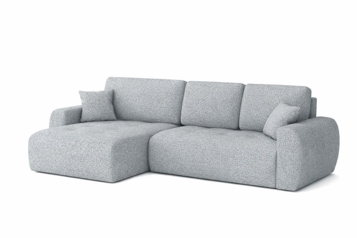 ECKSOFA Mit Schlaffunktion Und Bettkasten L-Form Ivo L, Chenille-Stoff Artico, Cement, Links - Hellgrau, Holz (250/142cm) - Kaiser Möbel