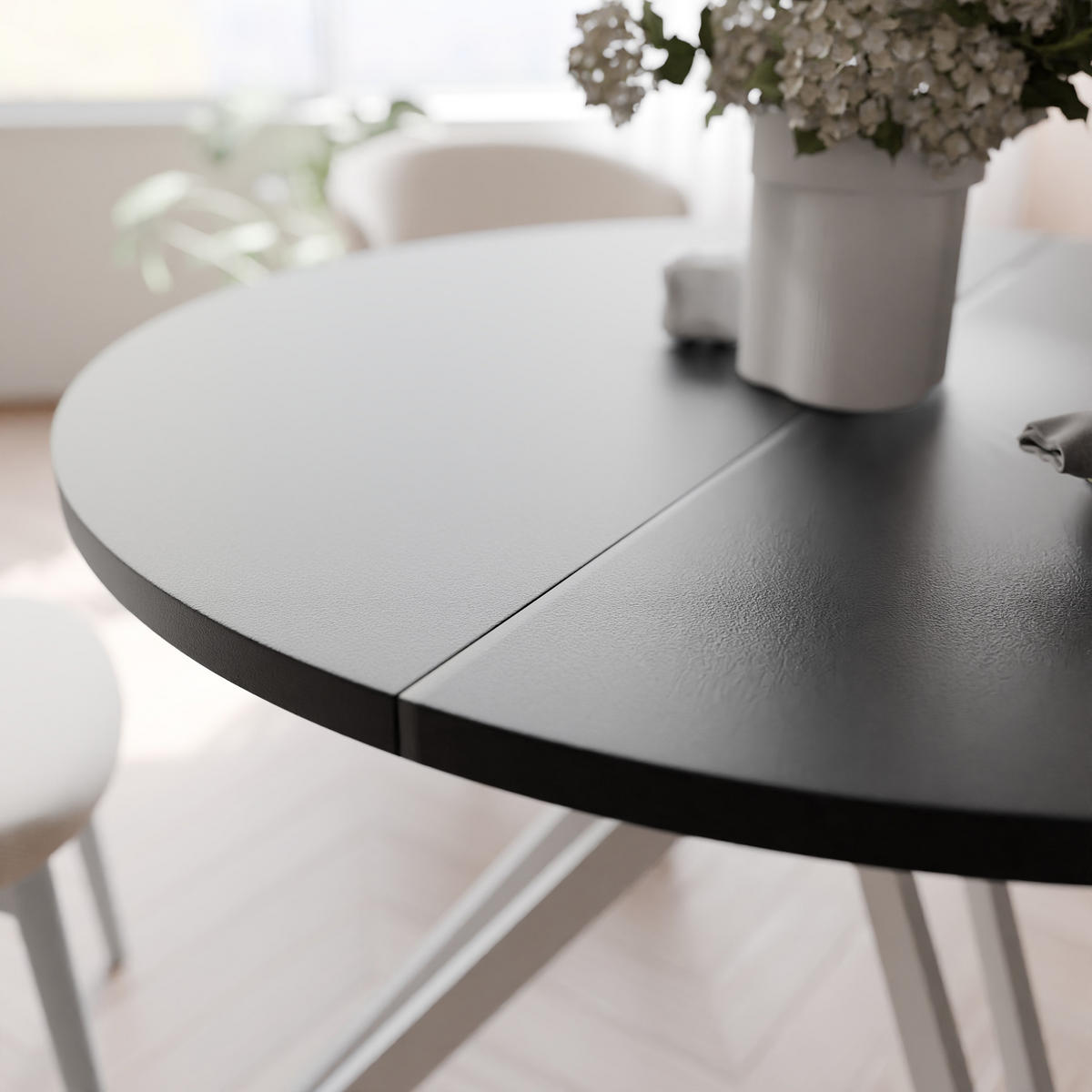 ESSTISCH ausziehbar aus MDF, Schwarz - Schwarz/Weiß, Holzwerkstoff (120/120/76cm) - Idohome