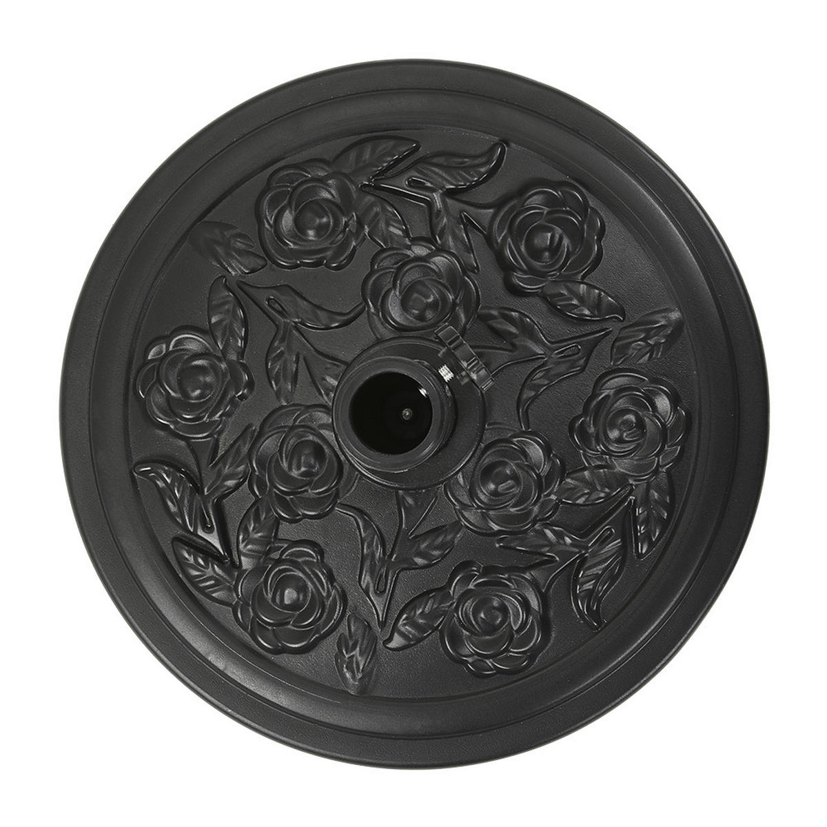 SONNENSCHIRMSTÄNDER Sonnenschirmfuß mit Rollen aus PE + Concrete und Stahl in Schwarzmit dekorativem Rosemuster Schwarz Ø45 × 25 cm 20 kg - Schwarz, Metall (57/51cm) - Livingandhome