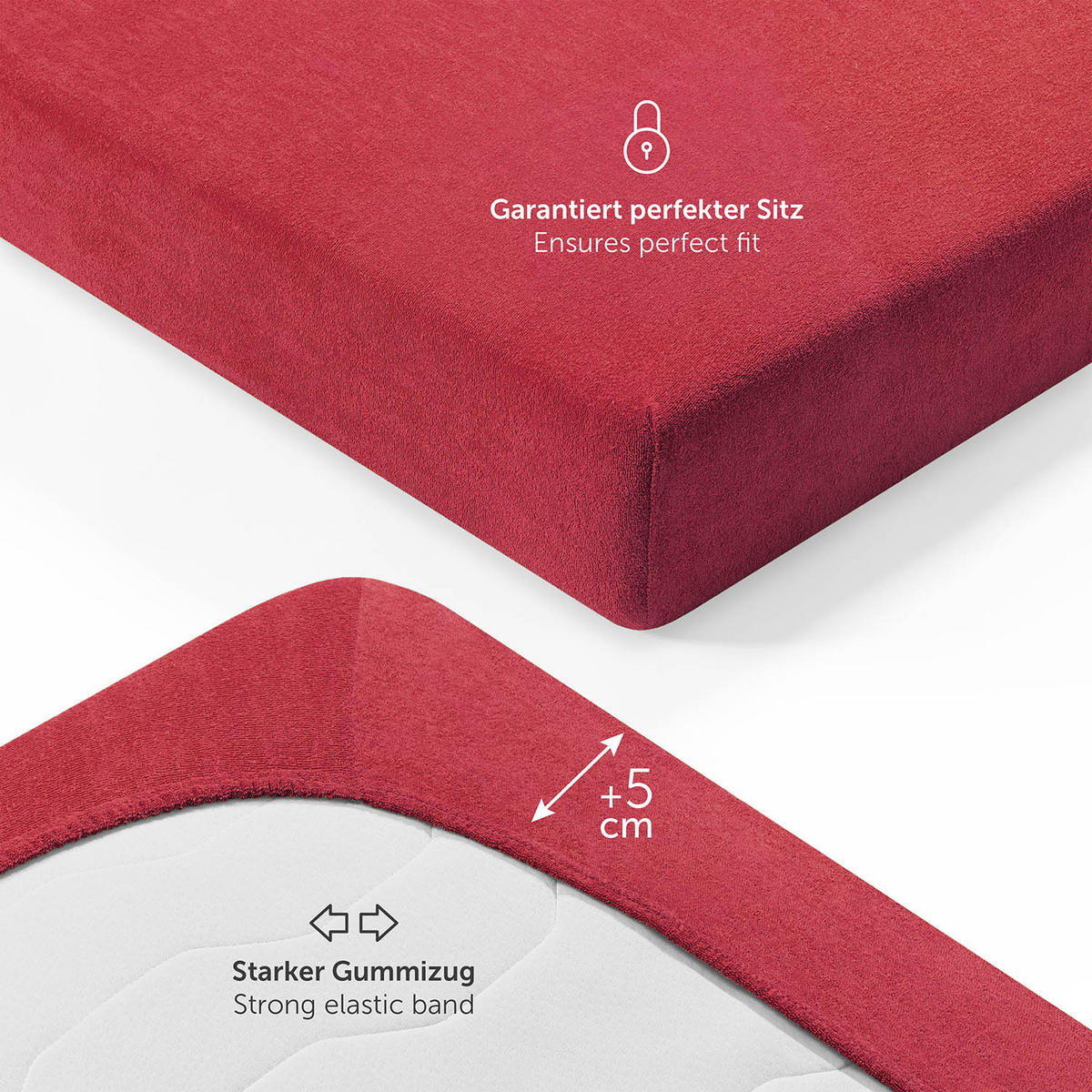 FROTÉ napínacie prestieradlo s certifikátom Oeko-TEX, 90x200x27cm, Rot - červená, textil (90/200cm) - Blumtal