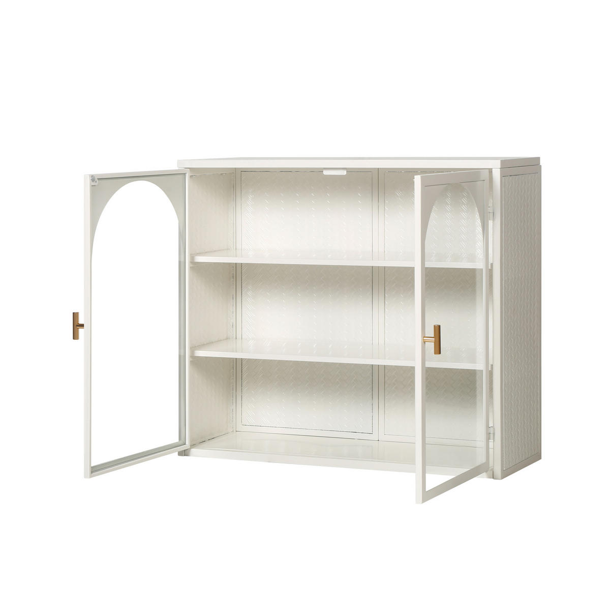 KÜCHENOBERSCHRANK 60/23/70 cm aus Metall und Sicherheitsglas mit Flechtmuster Weiß - Weiß, Holzwerkstoff (70/60/23cm) - Modenvie