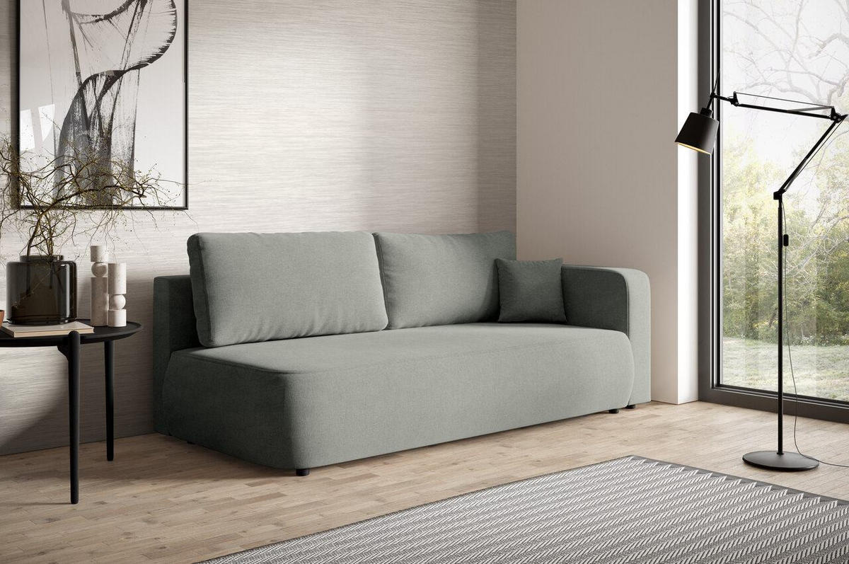 SCHLAFSOFA mit Bettkasten Grau - Schwarz/Grau, Holz/Holzwerkstoff (228/82/106cm) - Furnisell
