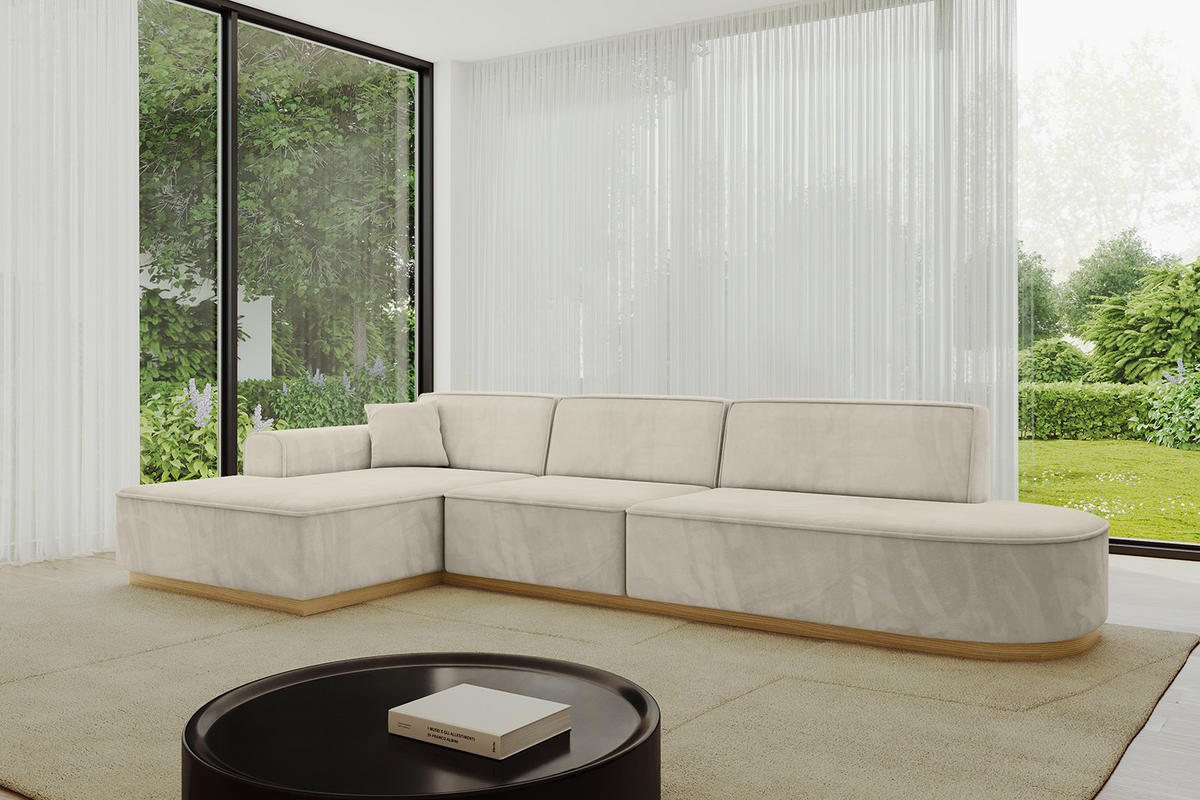 ECKSOFA Ottomane Links IREA-L2-v2 - 328x171x83 cm Dunkelgrau - Ecru, Holzwerkstoff/Textil (328/171cm) - ALTDECOR