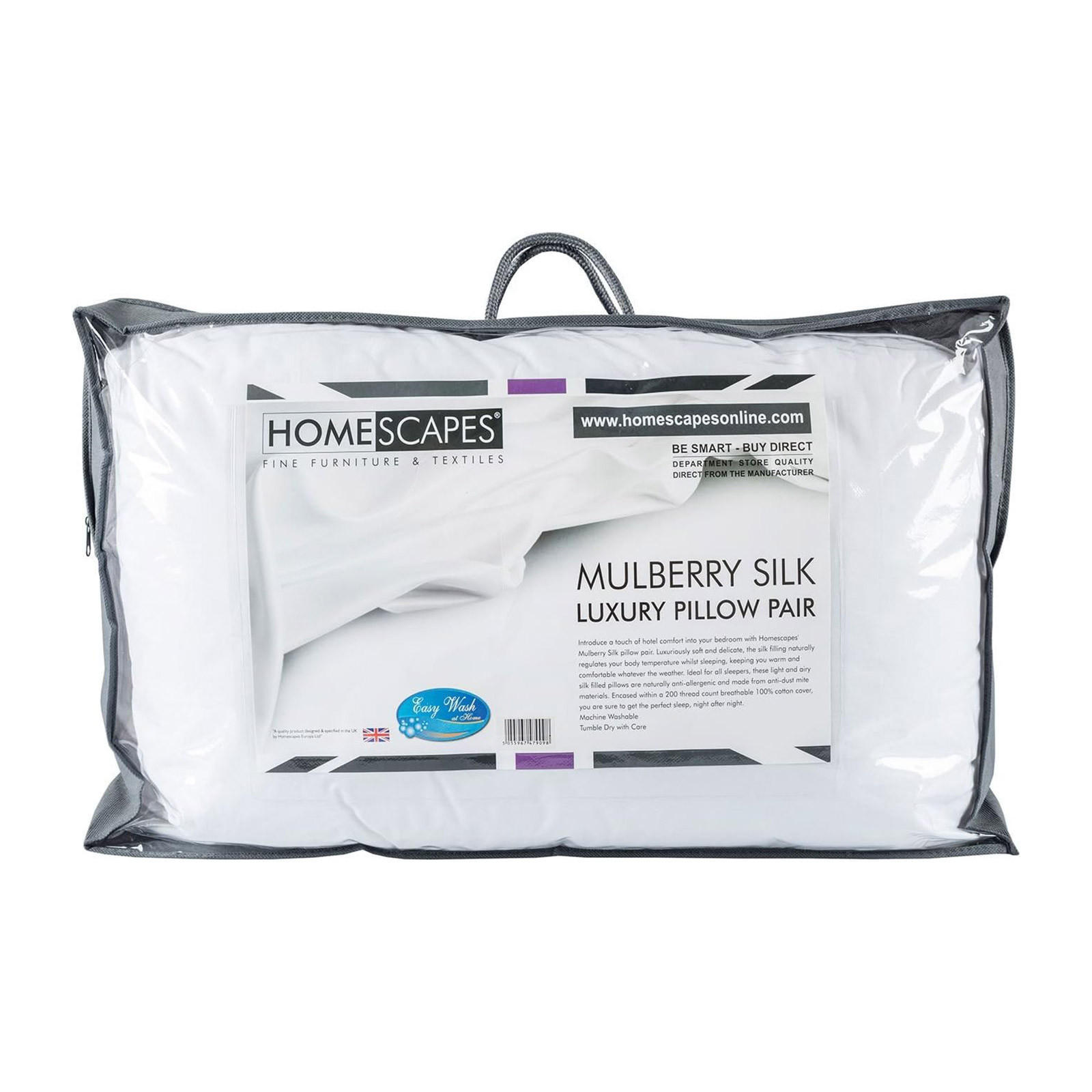 KOPFKISSEN Seide 2er-Set, 48/74 cm - Weiß, Textil (48/74cm) - Homescapes