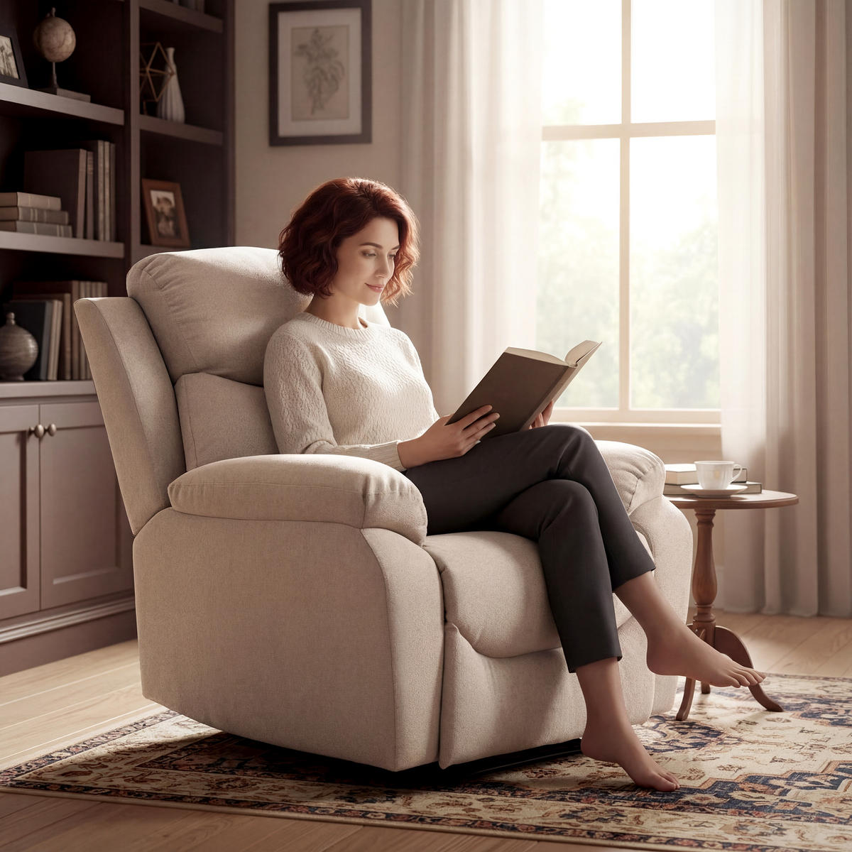 RELAXSESSEL Polyester Beige - Beige/Schwarz, Textil/Metall (85/105/93cm) - HOMCOM