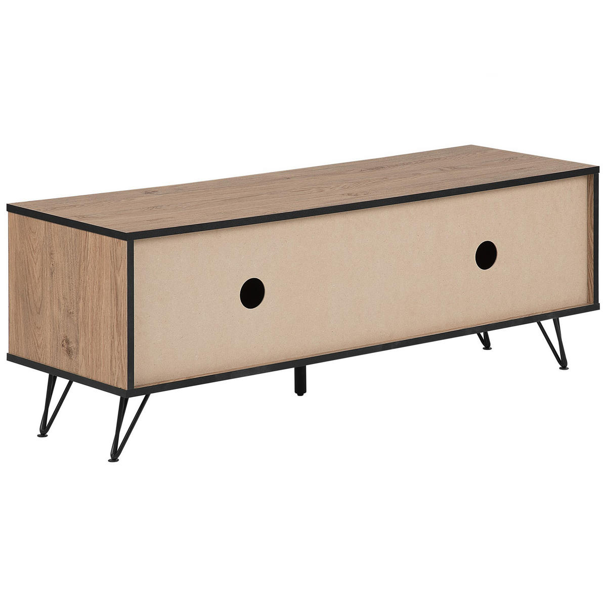 TV-MÖBEL Hellbraun, Schwarz HALSTON 40/120/46 cm - Hellbraun, Holzwerkstoff (120/46/40cm) - Beliani