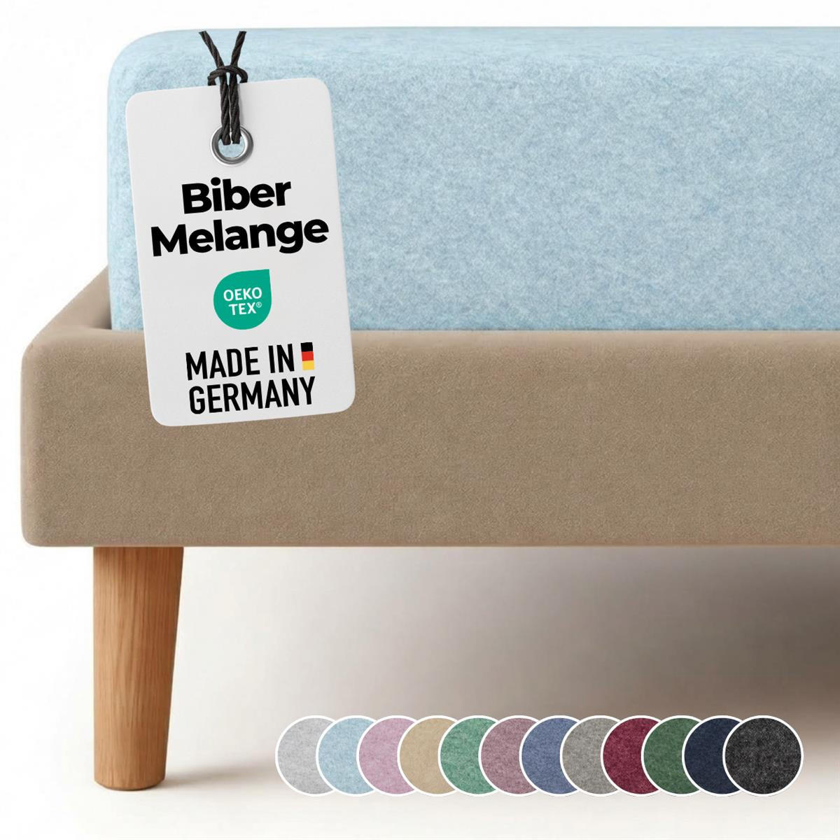 BIBER-SPANNBETTLAKEN 140x200 - 160x200 cm Made in Germany! Warme Winter Flanell Bettlaken aus 100% Baumwolle, Spannbetttuch Hellblau - Hellblau, Textil (140/200cm) - Carpe Sonno