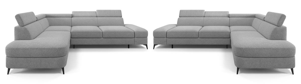 ECKSOFA AVISE Q R-S Braun Boucle-Stoff mit Schlaffunktion - Braun, Holzwerkstoff/Textil (268/195cm) - MASSENO