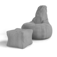 SITZSACK Chillex mit Hocker XL Cord hellgrau - Hellgrau, Textil (83/103/78cm) - Juskys