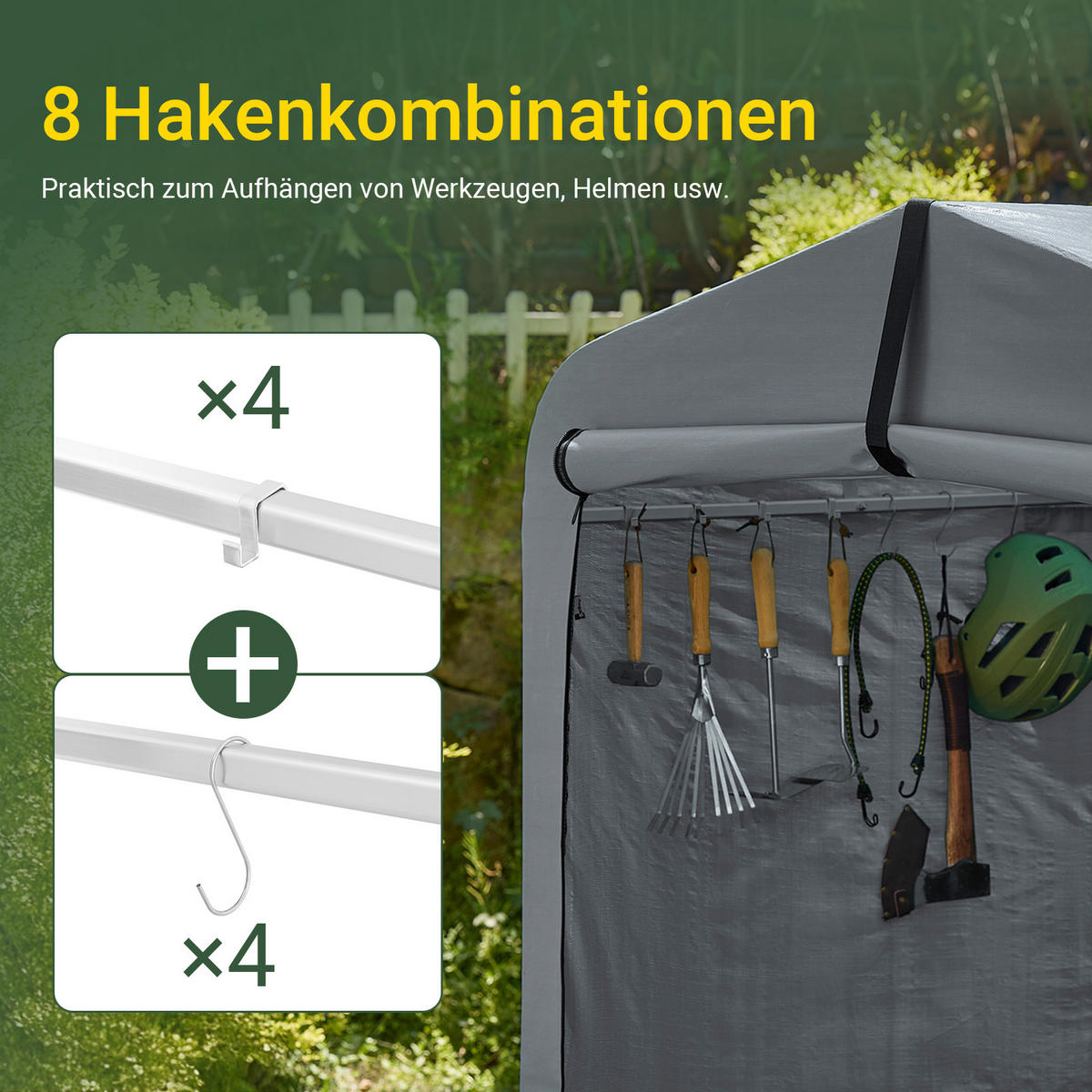 FAHRRADGARAGE Grau, 159x165x219cm - Grau, Metall (159/165/219cm) - SoBuy