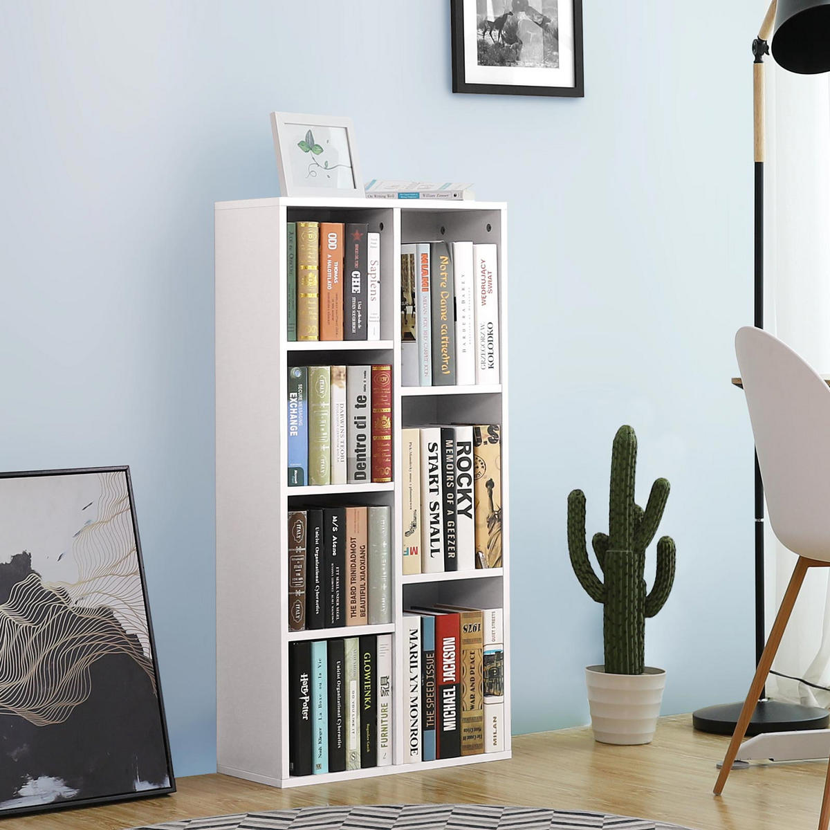 BÜCHERREGAL WÜRFELREGAL - Weiß, Holzwerkstoff (24/106/50cm) - Hansiro