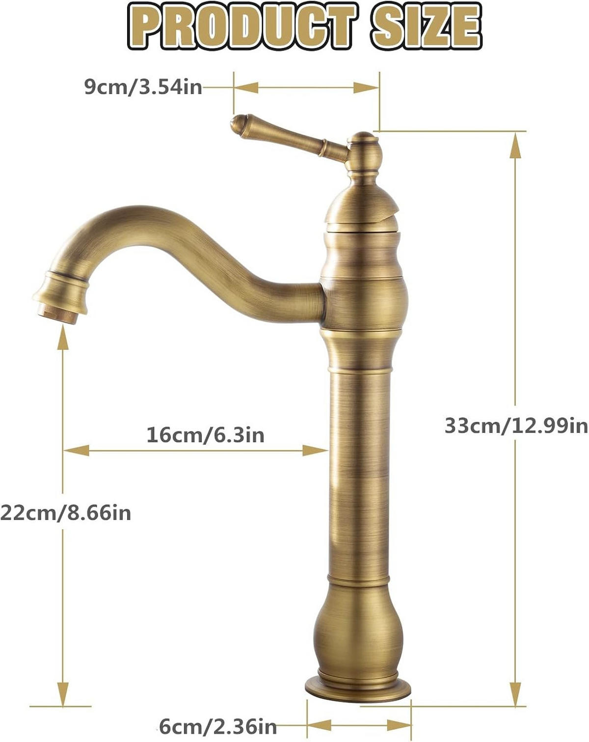 WASSERHAHN Warmes und kaltes Wasser Gold - Goldfarben, Metall (25/9/21cm) - Vallsero
