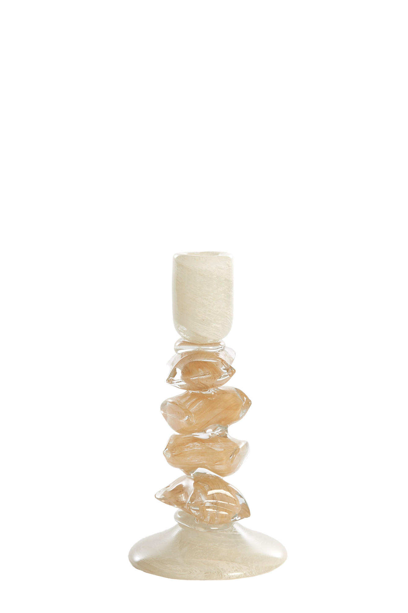KERZENSTÄNDER Estina - Braun - 11.5/11.5/23 cm - Beige, Glas (11.5/23/11.5cm) - Light & Living