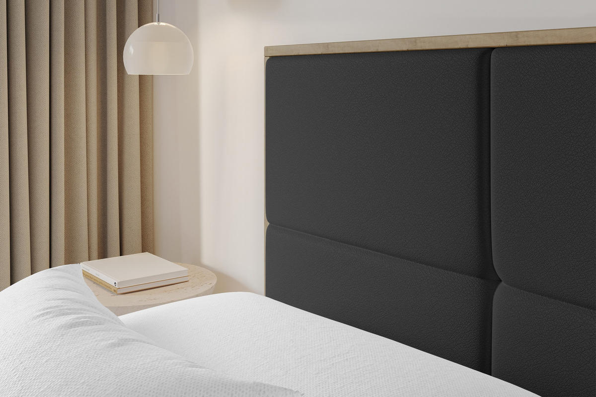 POLSTERBETT mit Bettkasten und Lattenrost, Bett mit Matratze H3/H4 - LILA 140x200 Schwarz - Schwarz Hochglanz, Holzwerkstoff/Textil (140/200cm) - ALTDECOR