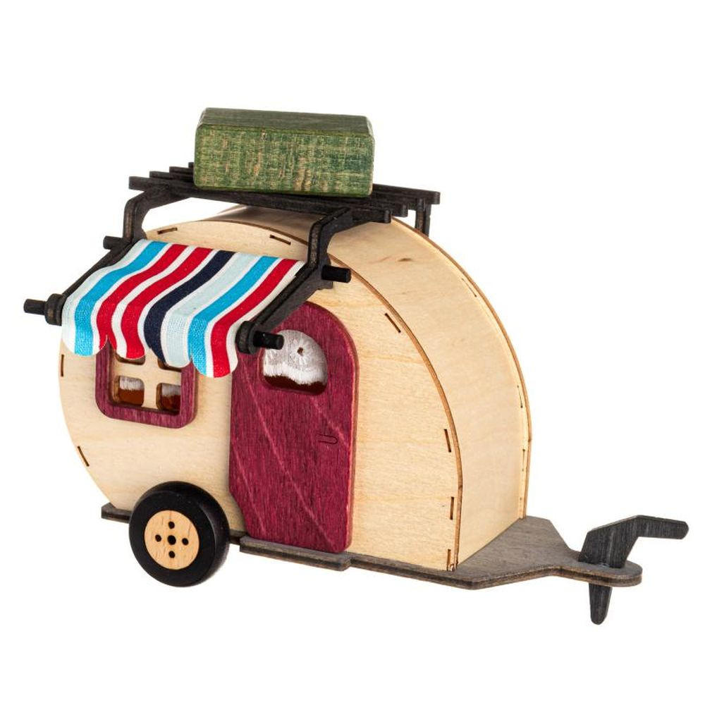 HOLZDEKO Wohnwagen für Minieulen 15/5/10 cm - Multicolor, Holz (5/10/15cm)