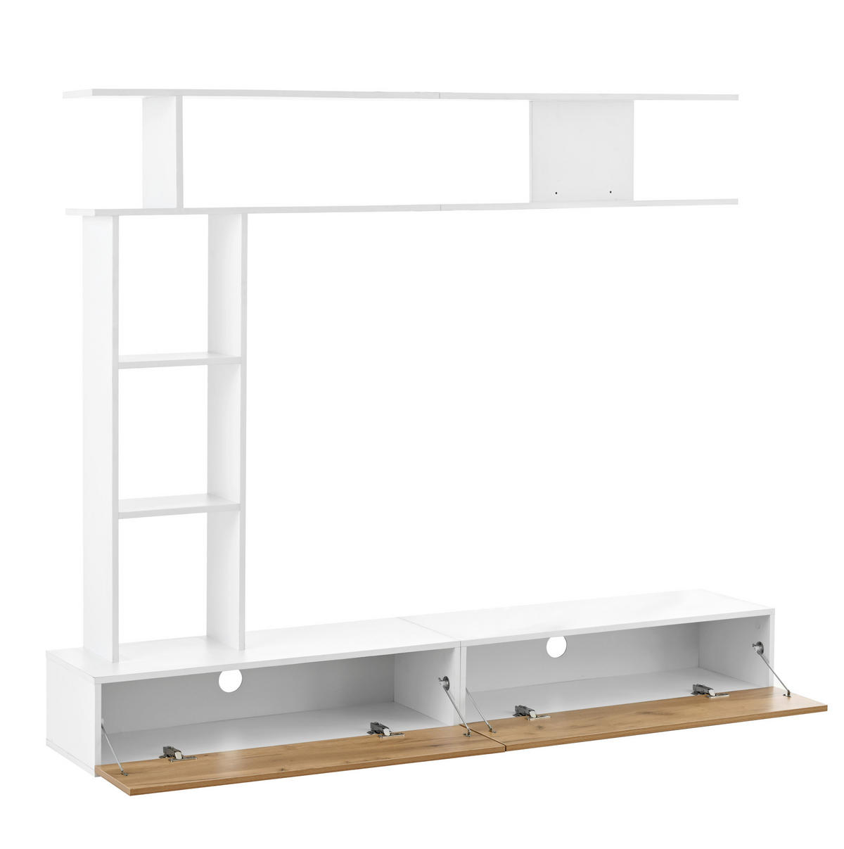 TV-WOHNWAND 3-tlg. 180 cm White+Oak mit TV-Board und Regalen - Weiß, Holzwerkstoff (35/150/180cm) - Beauniv