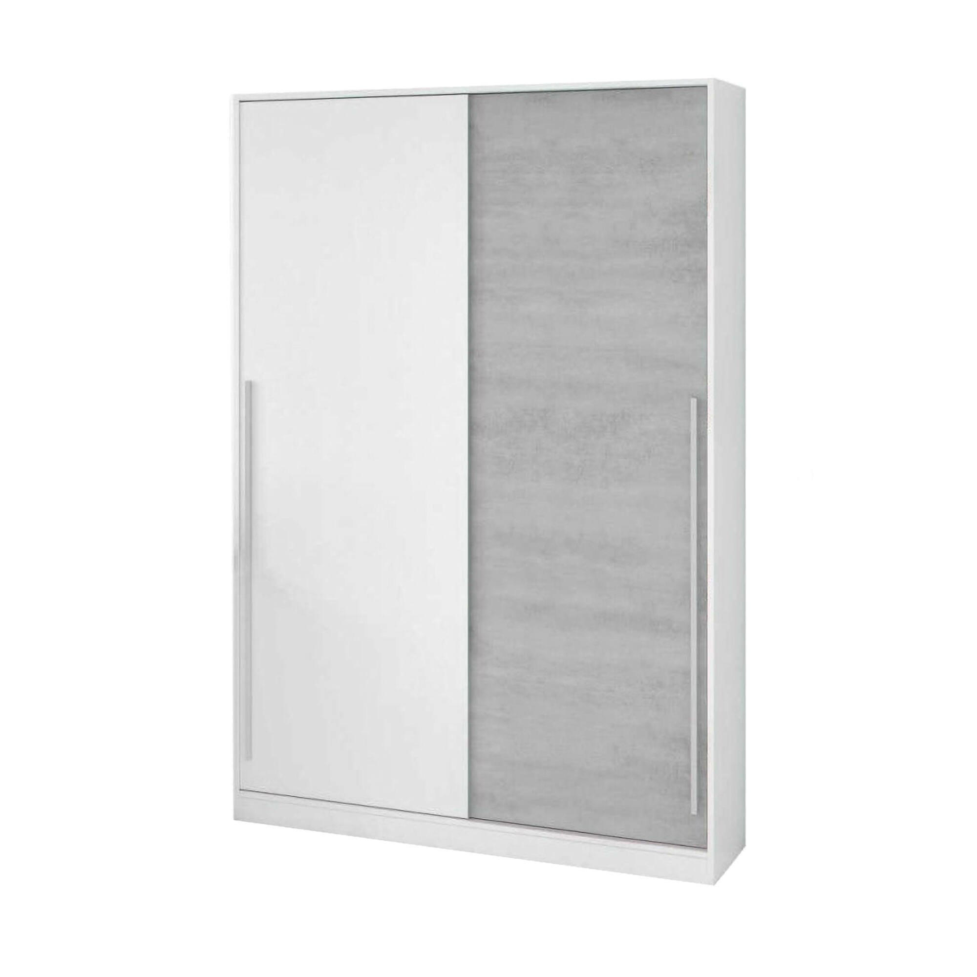 KLEIDERSCHRANK 2 TÜREN Zement, Weiß 50/120/200 cm - Grau, Holzwerkstoff (120/200/50cm) - DMORA