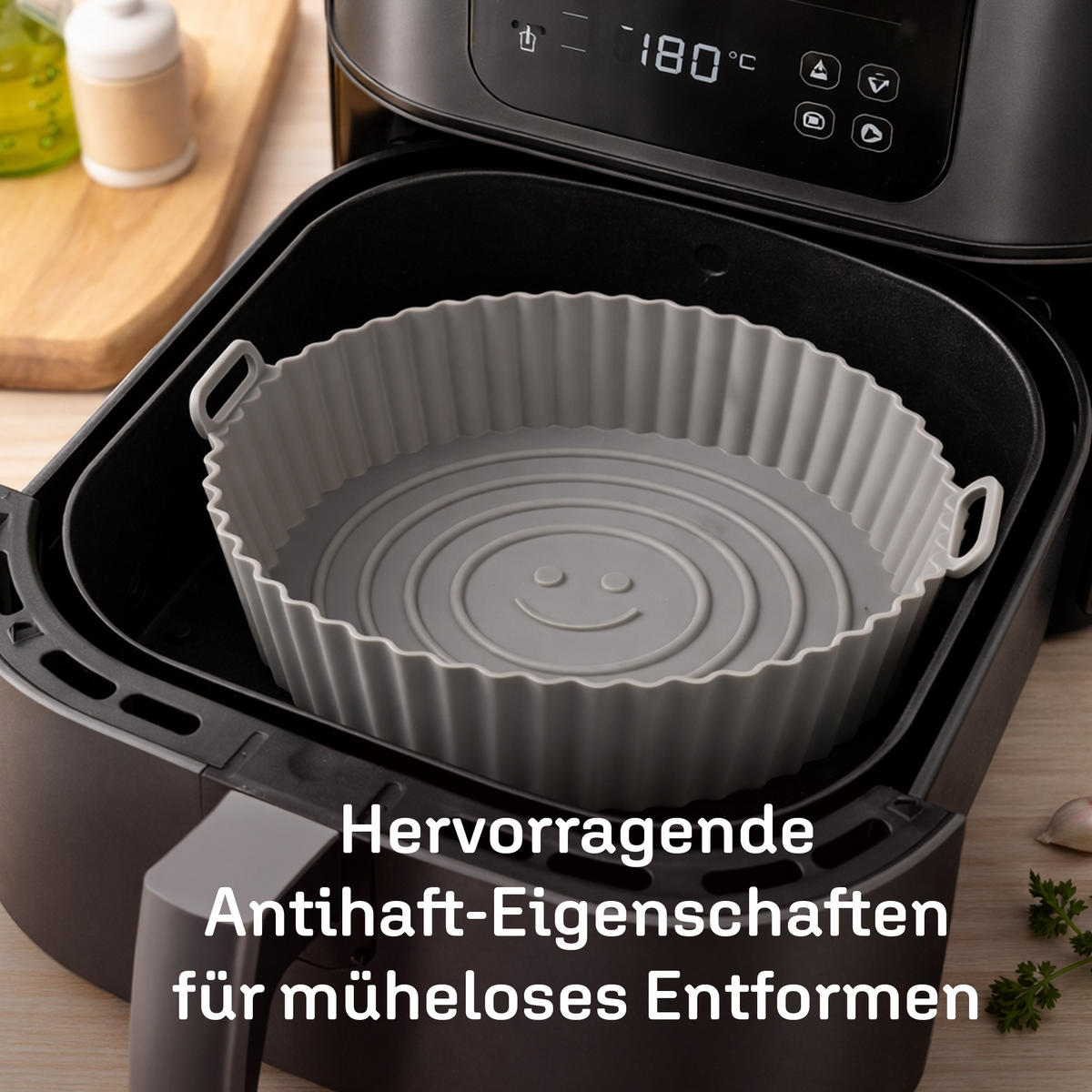 BACKFORM Air Fryer - Heißluftfritteuse 2er Pack - Ø20x5,5cm - Grau, Kunststoff - Bestlivings