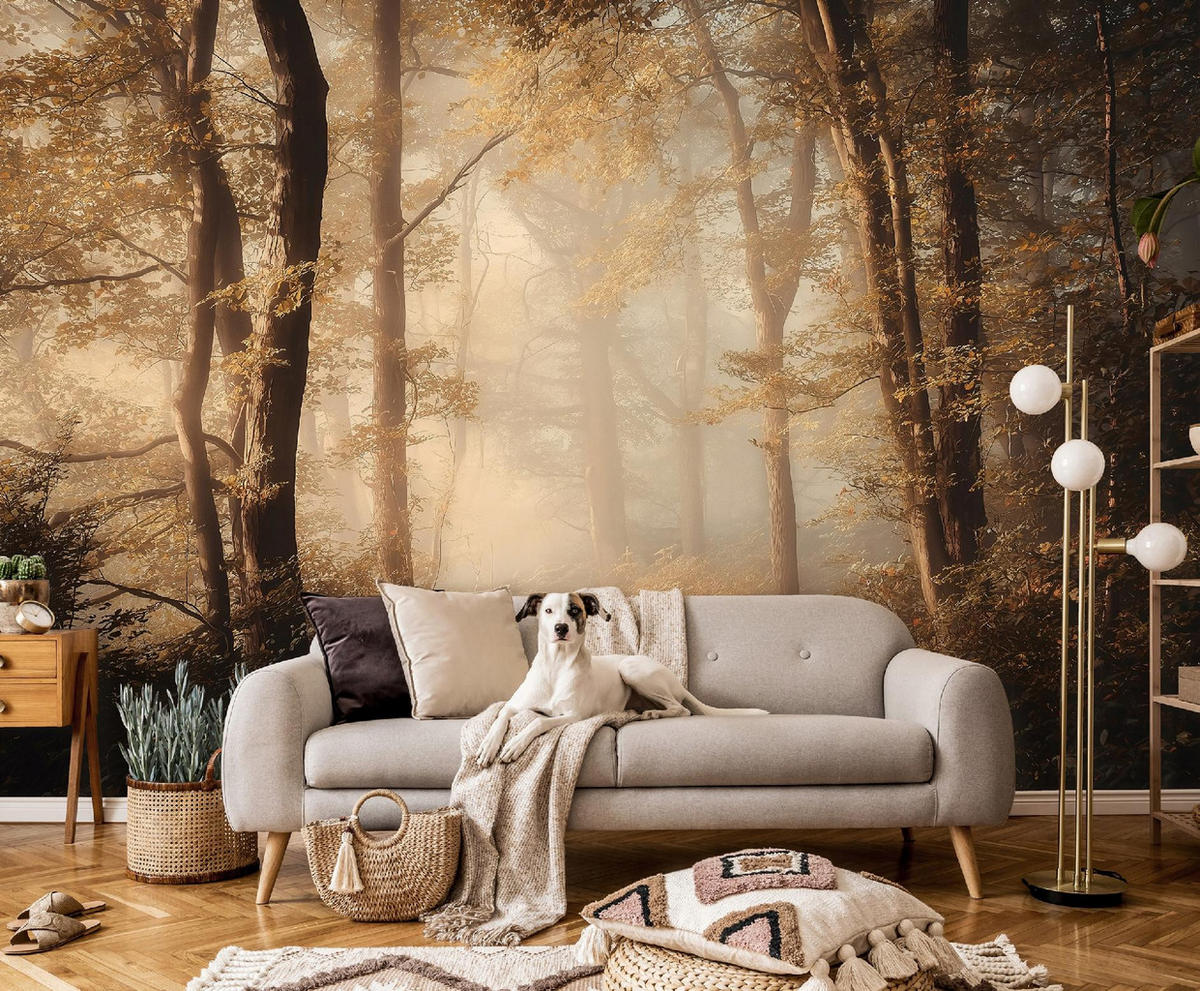 FOTOTAPETE Wald Bäume Braun 150x105 cm - Multicolor, Papier (150/105cm) - Wallarena