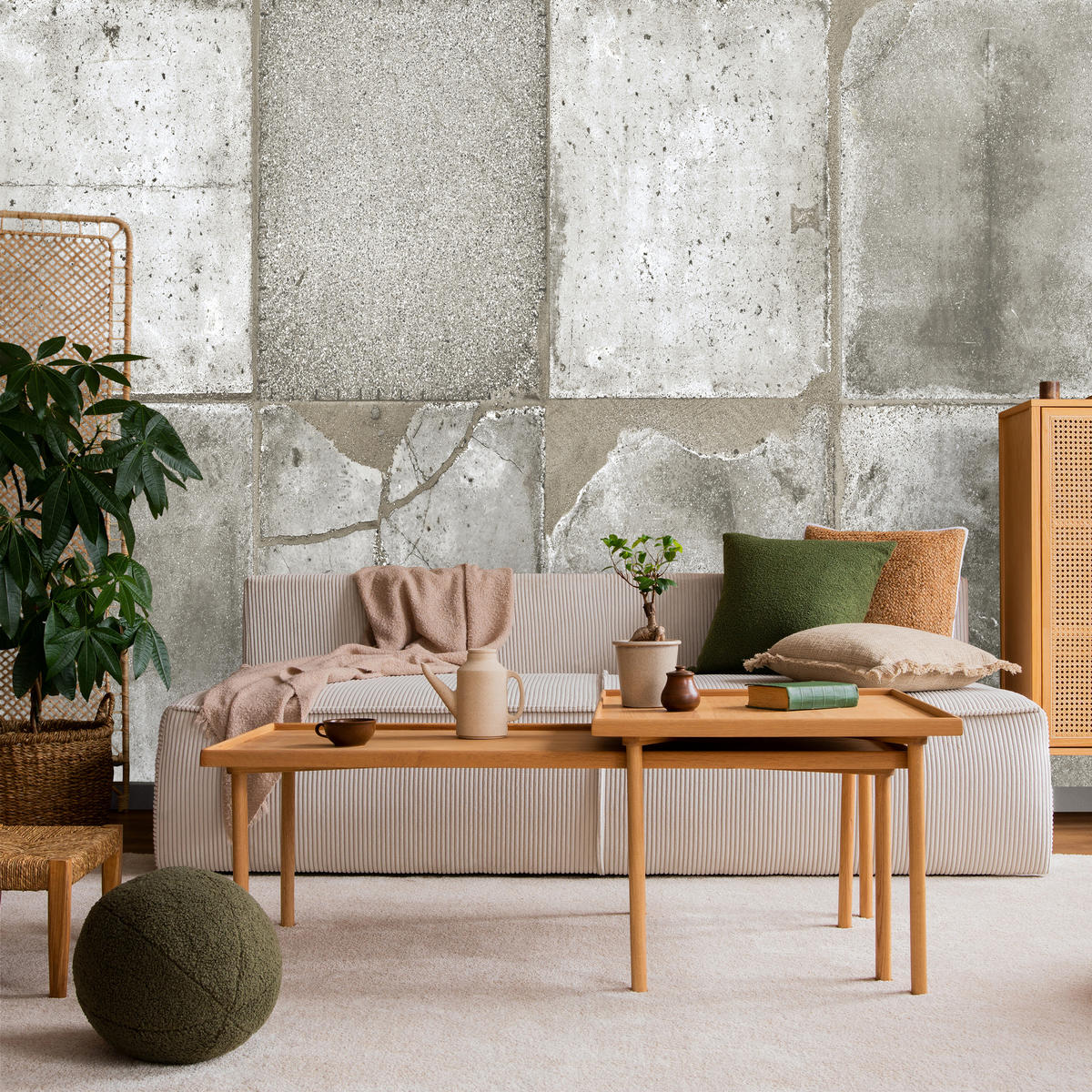 FOTOTAPETE Abstrakte Betonplatten Optik Vintage Grau Industrie 300x210 - Grau, Papier (300/210cm) - Muralo