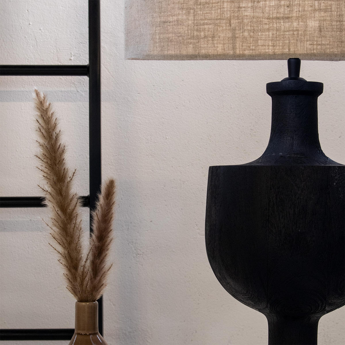TISCHLAMPE aus Holz 40cm, schwarz - Schwarz, Holz (40/40/70cm) - Giga Meubel