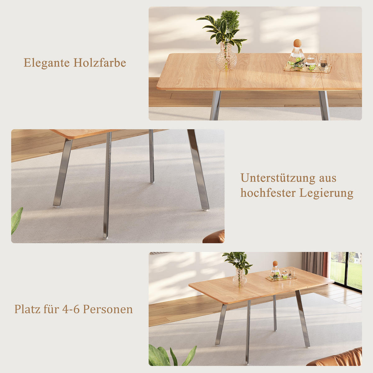 ESSTISCH Holzeffekt 140/80/75 cm - Braun, Holzwerkstoff/Metall (140/80/75cm) - Urban Meuble