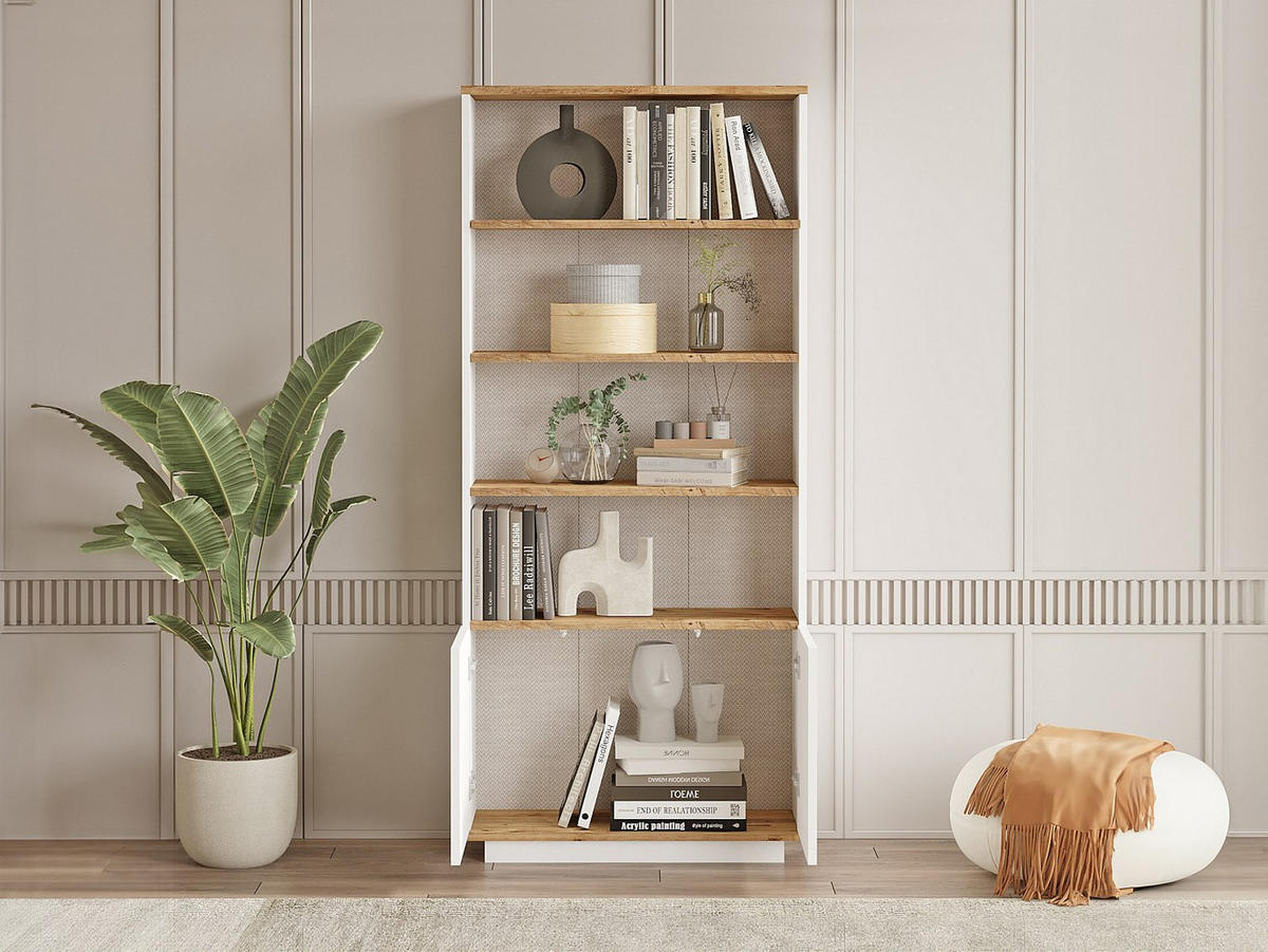 BÜCHERREGAL - 75.5 cm x 26.8 cm - holz - naturfarben hell, weiß Lotula - Naturfarben/Weiß, Holz (75.5/168.3/26.8cm) - Vente-Unique