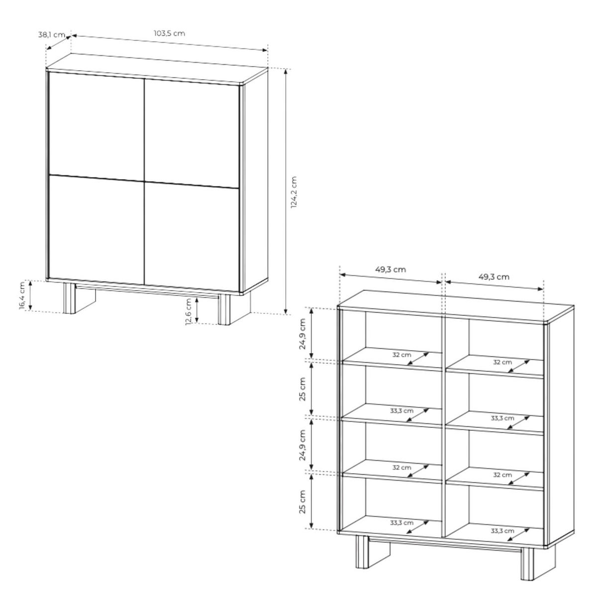 KOMMODE: geölte Eiche, 103,5 x 124,2 x 38,1 cm - Eichefarben, Holzwerkstoff (103.5/124.2/38.1cm) - 3XE LIVING