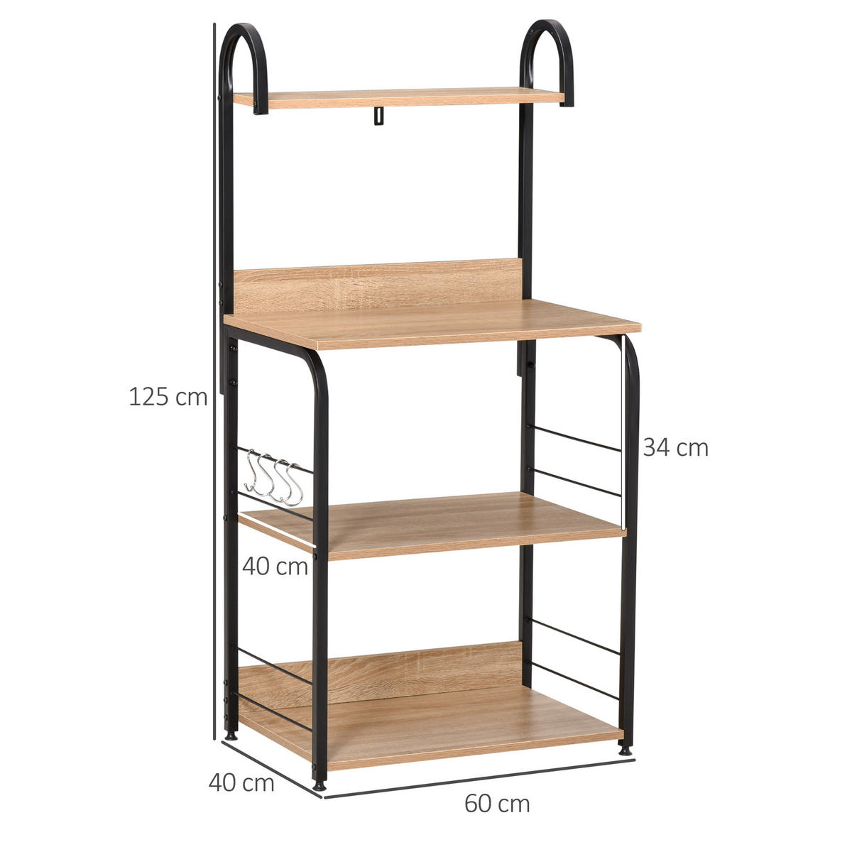 KÜCHENREGAL Braun 1 Stück - Braun, Holzwerkstoff (40/125/60cm) - GiPP